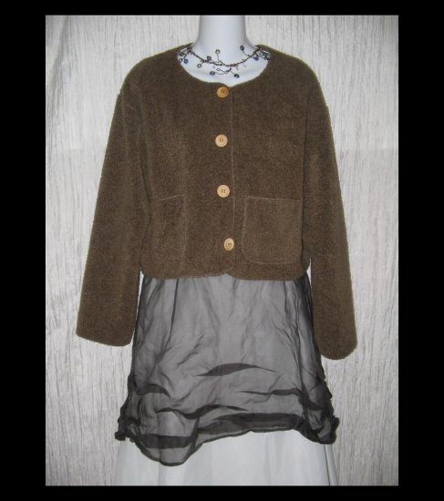 Free People Soft Cozy Brown Cropped Jacket Shirt Top Medium M