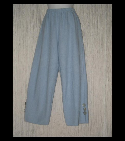 WILLOW Boutique Soft Blue Textured Knit Button Cuff Pants Medium M