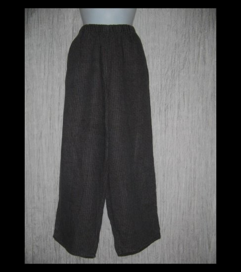 FLAX by Jeanne Engelhart Brown Basket Weave LINEN Pants 1G