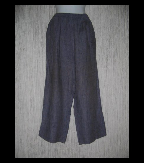 FLAX by Jeanne Engelhart Purple Crossweave LINEN Floods Pants Small S