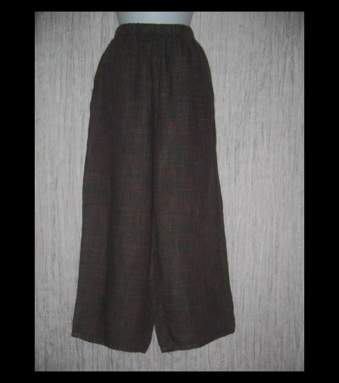 FLAX by Jeanne Engelhart Dark Plaid LINEN Floods Pants Medium M