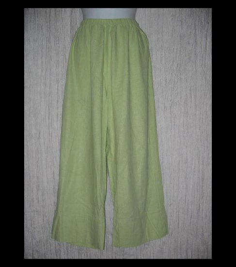 Basic Threads Santa Monica Green LINEN Wide Leg Pants X-Large XL