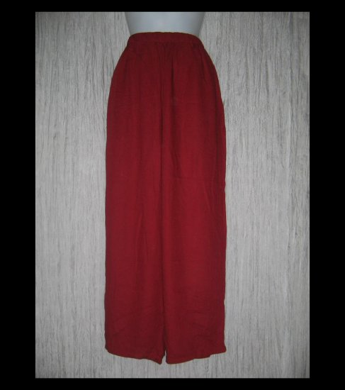 FLAX Loose Red Rayon Floods Pants Jeanne Engelhart Large L