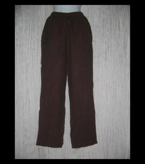 FLAX Long Rich Brown LINEN Pants Jeanne Engelhart Small S