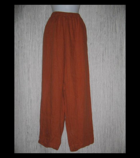 FLAX Long Burnt Orange LINEN Pants Jeanne Engelhart 2G