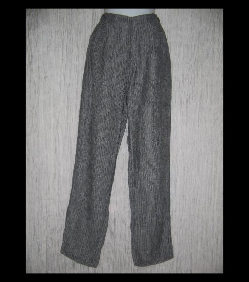 FLAX by Jeanne Engelhart Textured Gray LINEN Pants Small S