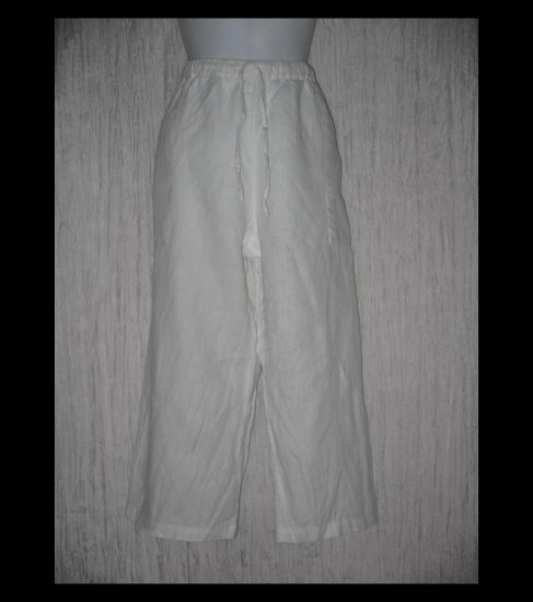 Chico's Design White Linen Drawstring Capris Pants 2 M L