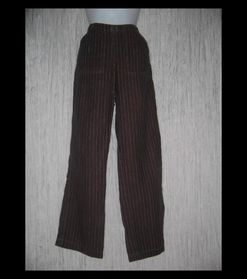 Solitaire Long Loose Striped Linen Drawstring Pants Small S