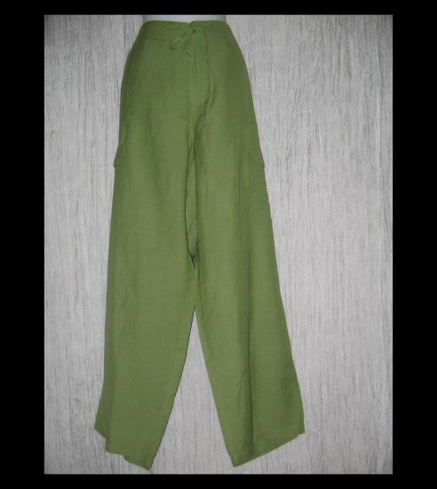 CAREN Sport CS Long Loose Leafy Green Ramie Drawstring Pants 3X