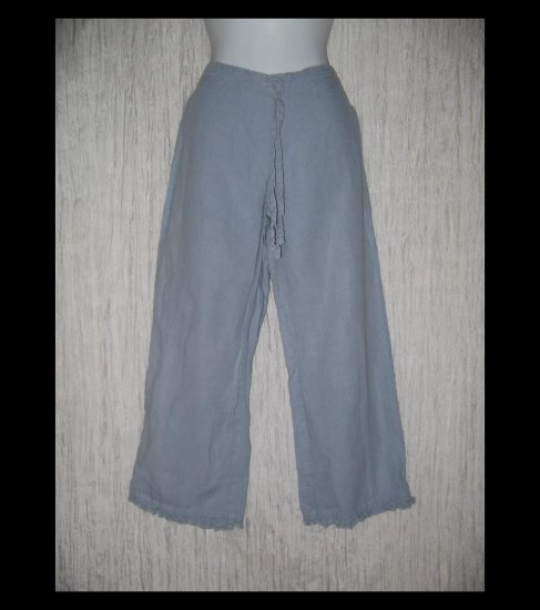 Solitaire Boutique Ruffled Linen Drawstring Capris Pants X-Small XS