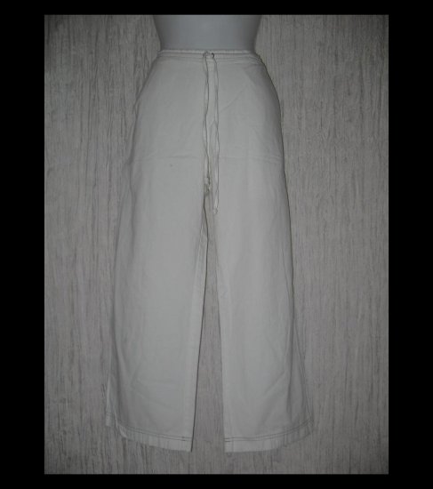 SOLITAIRE Boutique Long White Cotton Drawstring Pants Medium M