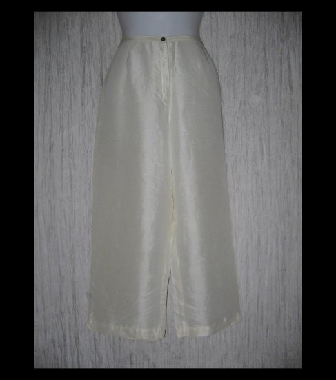 KIKO Comfortable Clothing Elegant Creamy White Silk Capri Pants Medium M