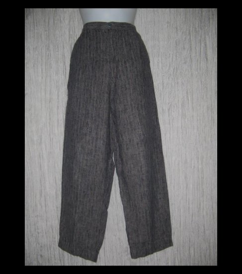 FLAX by Jeanne Engelhart Long & Lean Striped Linen Trousers Pants Small S