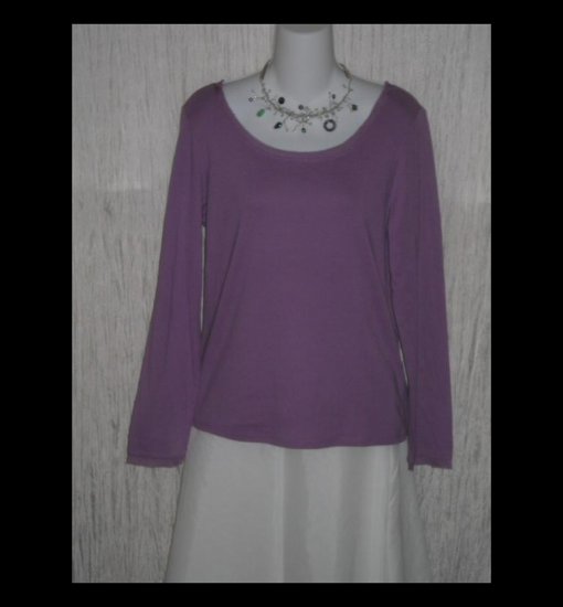 New J. JILL Purple Silk Trimmed Cotton Tunic Top Shirt Medium M