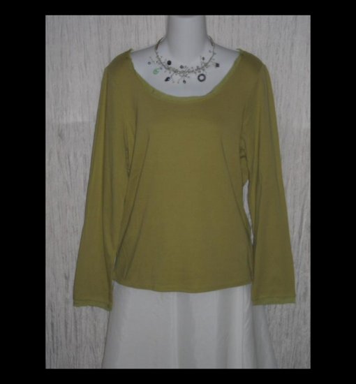 New J. JILL Green Silk Trimmed Cotton Tunic Top Shirt Large L