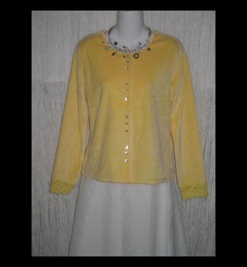 New J. Jill Soft Yellow Velour Button Jacket Shirt Top X-Small XS