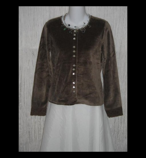 New J. Jill Soft Brown Velour Button Jacket Shirt Top XX-Small Petite XXSP