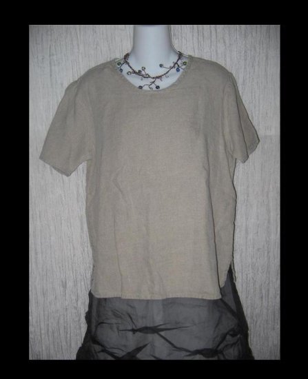 FLAX by Angelheart Jeanne Engelhart Linen Pullover Shirt Tunic Top Small S