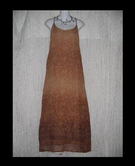 Donna Jessica Slinky Brown Slip Dress w Beaded Straps 2 M L