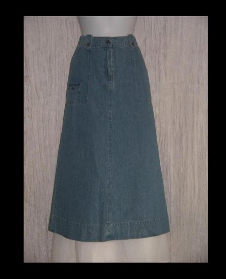 J. Jill Out of the Blue Cute Calf Length Denim Skirt 4 Petite 4P