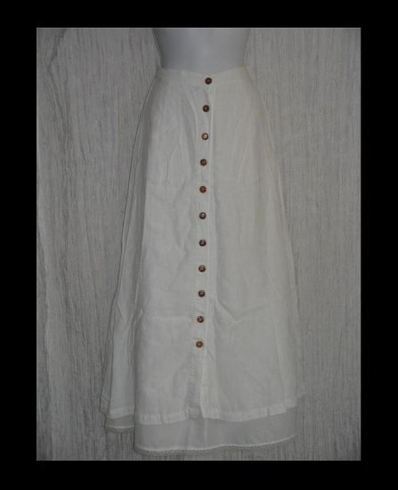KIKO Comfortable Clothing Long & Full White Linen Button Skirt Medium M