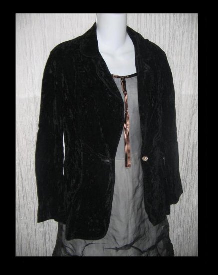 Vintage Shapely Black Velvet Button Jacket Blazer Small Medium S M