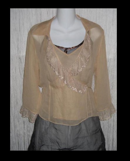 ICE Nude Silk & Lace Shapely Wrapped Jacket & Shell Medium M