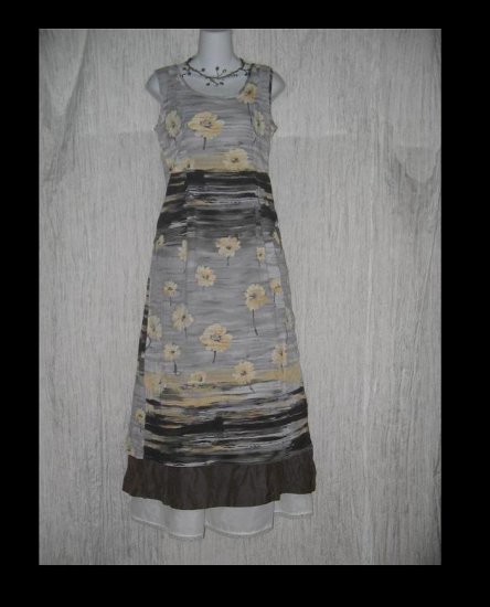 Jams World Long Shapely Coal Flower Rayon Dress X-Small XS