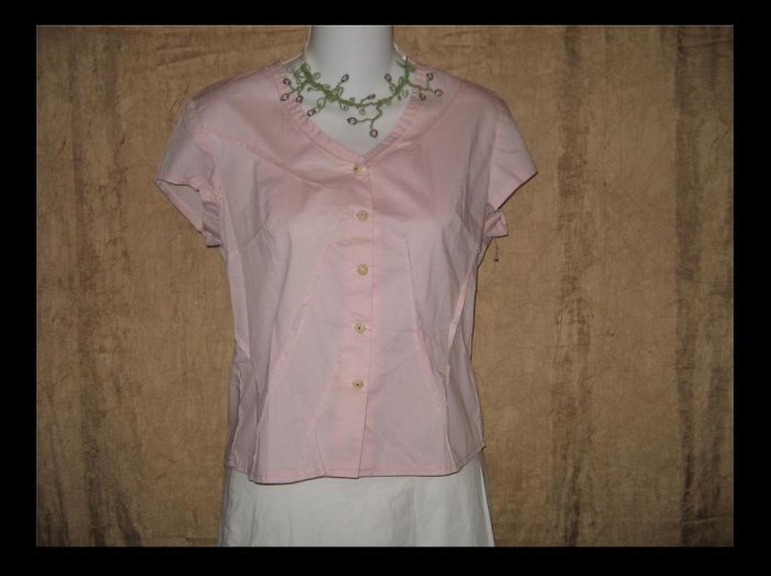 New NEESH by DAR Soft Pink Cotton Ruffle Shirt Top X-Small XS
