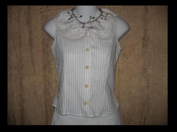 NEESH by D.A.R. Shapely Pin Striped Button Shirt Top X-Small XS