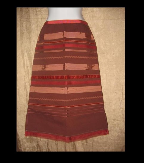 New Neesh by D.A.R. Brick Red Ribbon Skirt Small S