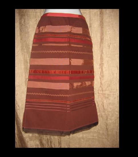 New Neesh by D.A.R. Brick Red Ribbon Skirt Small S