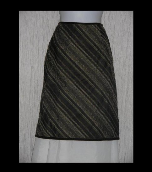 J. Jill Rich Striped Velvet Trim Shapely Knee Skirt Size 10