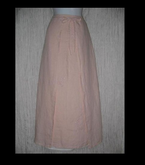 J. Jill Elegant Long Pink Embroidered Linen Front Wrap Skirt 8