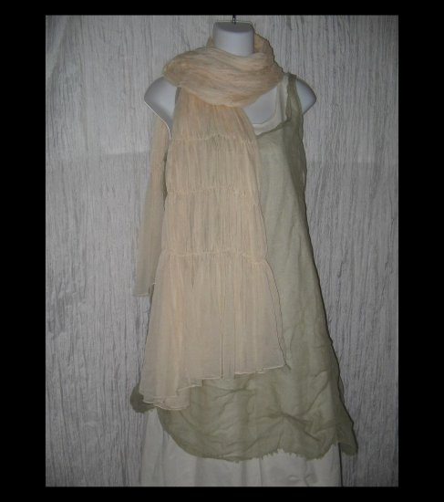 New Anne Klein Ethereal Cream Gathered Nylon Art to Wear Scarf