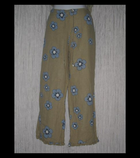 Solitaire Boutique Ruffled Linen Drawstring Capris Pants Large L