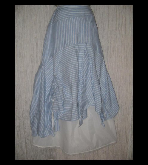 HANNA la journee Shapely Blue Striped Lagenlook Skirt 1 S M
