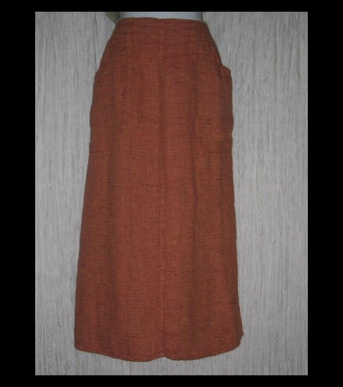 New FLAX Long Coral Tweed Linen Pocket Skirt Jeanne Engelhart Small S