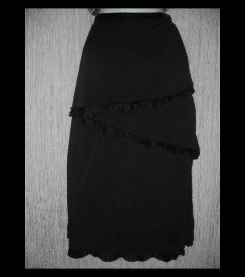 Neesh by D.A.R. Long Black Shapely Zig Zag Ruffle Skirt Large L
