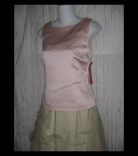 New BURNS Shapely Soft Makeup Pink Slinky Acetate Rayon Shell Tank Shirt 8