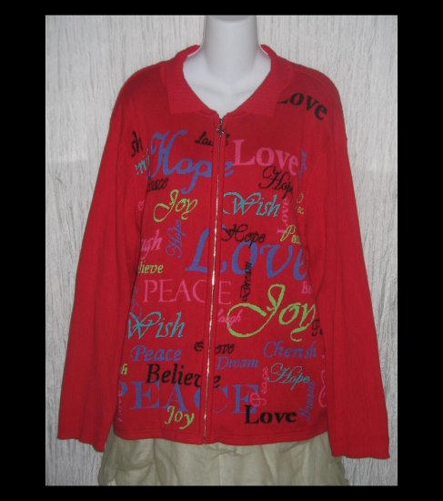 Coldwater Creek Red Zipped Affirmation Cardigan Sweater 2X