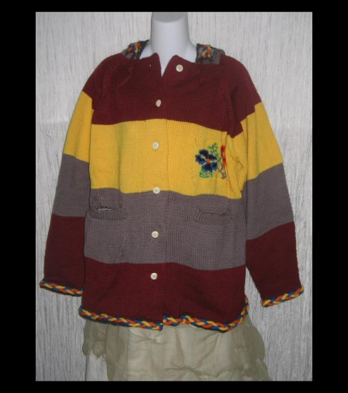 Unique Hand Made Hooded Cardigan Sweater Coat One Size OS