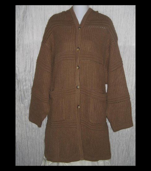 New NORTHERN STYLE Long Soft Brown Hooded Cardigan Sweater Duster X-Large XL