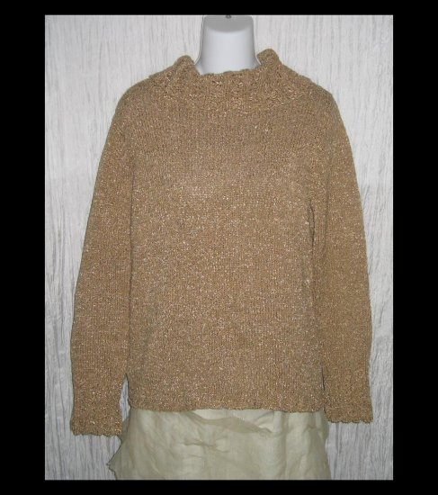Susan Bristol Loose Artsy Knit Turtleneck Tunic Sweater Medium M