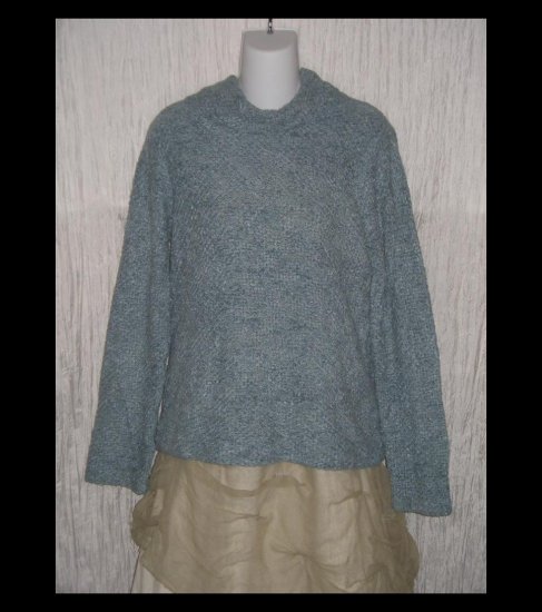 SIGRID OLSEN Soft Blue Artistic Feathery Chenille Turtleneck Tunic Sweater Medium M