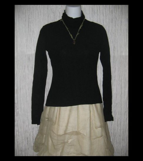 Neesh by D.A.R. Slinky Black Textured Knit Turtleneck Tunic Top Shirt Small S