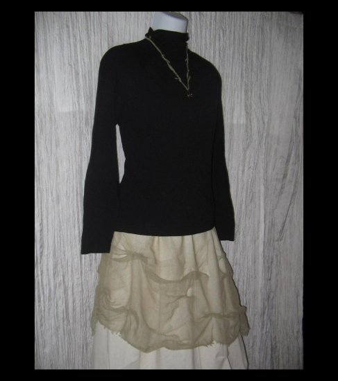 April Cornell Soft Black Knit Turtleneck Tunic Top Shirt Small Petite SP