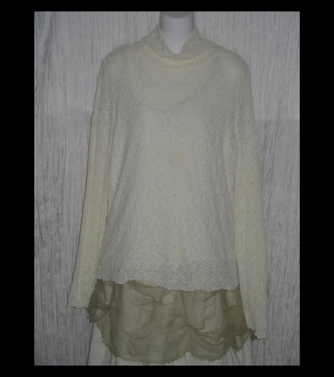 J. Jill Ivory Textured Knit Turtleneck Tunic Top Shirt X-Large XL