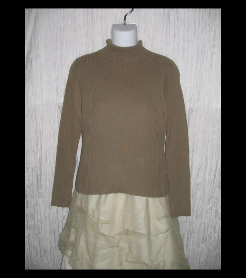 Northern Isles Earthy Brown Ribbed Knit Turtleneck Tunic Top Shirt Medium M