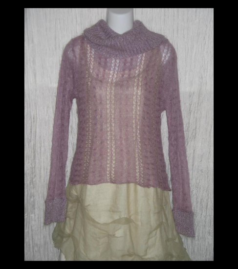Kenzie Purple Open Knit Turtleneck Tunic Sweater Medium M
